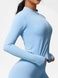 Rashguard z długim rękawem i zamkiem błyskawicznym, bazowa damska bluza sportowa do fitnessu, Basic Fit, (jasny niebieski), S