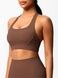 Women's sports top "Basic Fit" with removable push-up cups for fitness, (chocolate), S
