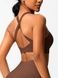 Women's sports top "Basic Fit" with removable push-up cups for fitness, (chocolate), S