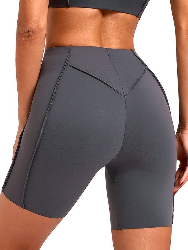 Damskie spodenki sportowe do fitnessu z zewnętrznymi szwami, Sculpt, (ciemno szary), L