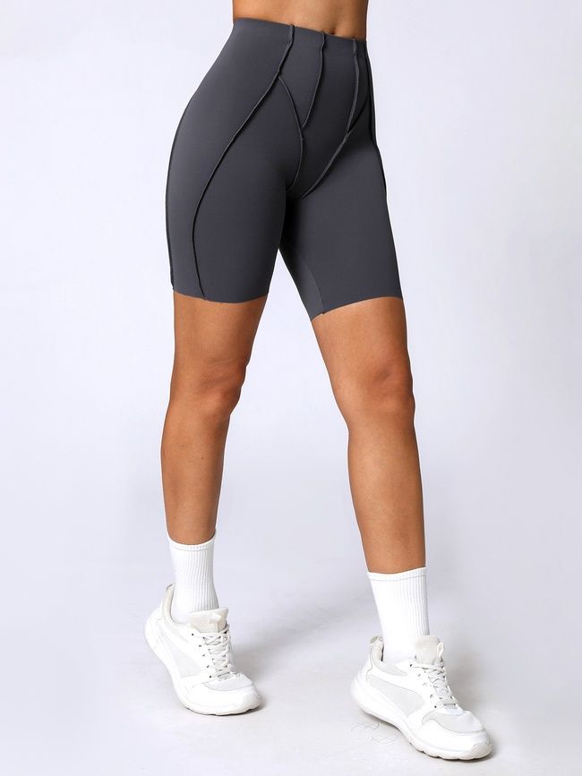 Damskie spodenki sportowe do fitnessu z zewnętrznymi szwami, Sculpt, (ciemno szary), L