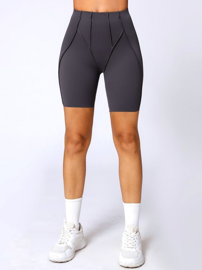 Damskie spodenki sportowe do fitnessu z zewnętrznymi szwami, Sculpt, (ciemno szary), L