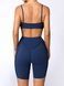 Women&rsquo;s two-piece fitness set with external seams, top and shorts, Sculpt Muse, (dark blue), S