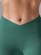 Women's push-up fitness leggings with V-belt, V-shape, (emerald), S