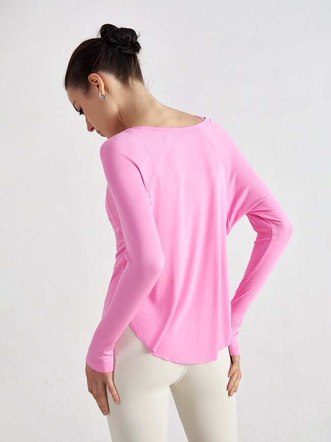 Bluza damska z szerokim dekoltem w szpic, Second Skin, (r&oacute;żowy), S
