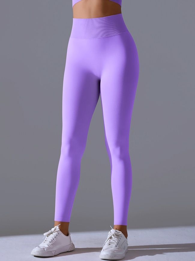 Women's 'Basic' seamless leggings with push-up, sports for fitness, (violet), S