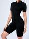 Women's fitness jumpsuit with zipper, open back, and exposed seams, Sculpt Line, (black), S