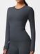 Bluza z długim rękawem damska sportowa bazowa do fitnessu, Basic Long, (ciemnoszary), S