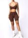 Women&rsquo;s two-piece fitness set with external seams, top and shorts, Sculpt Muse, (chocolate), S