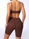 Women&rsquo;s two-piece fitness set with external seams, top and shorts, Sculpt Muse, (chocolate), S