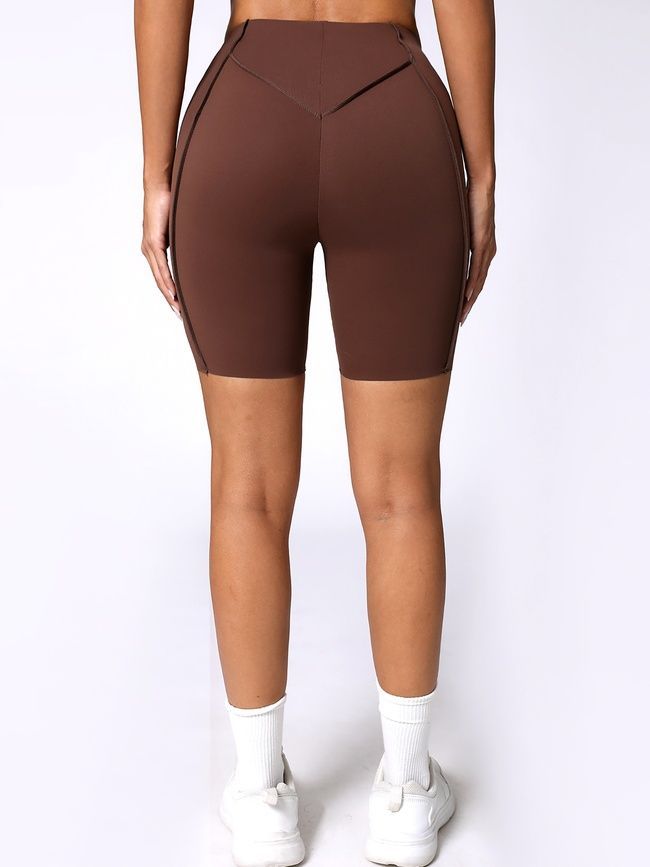 Women&rsquo;s two-piece fitness set with external seams, top and shorts, Sculpt Muse, (chocolate), S
