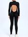 Women&rsquo;s fitness jumpsuit with zipper, long sleeves and leggings, Shadow Form, (black), S