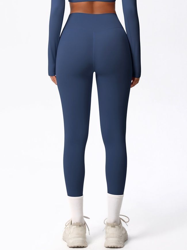 Women's 'Basic' seamless leggings without push-up, sports for fitness, (dark blue), L