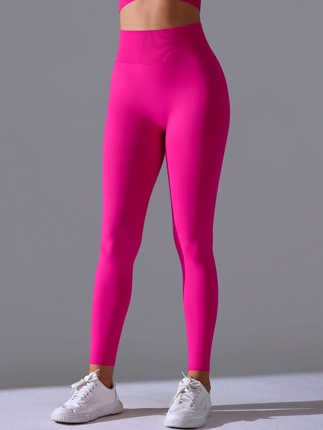 Women's 'Basic' seamless leggings with push-up, sports for fitness, (fuchsia), S