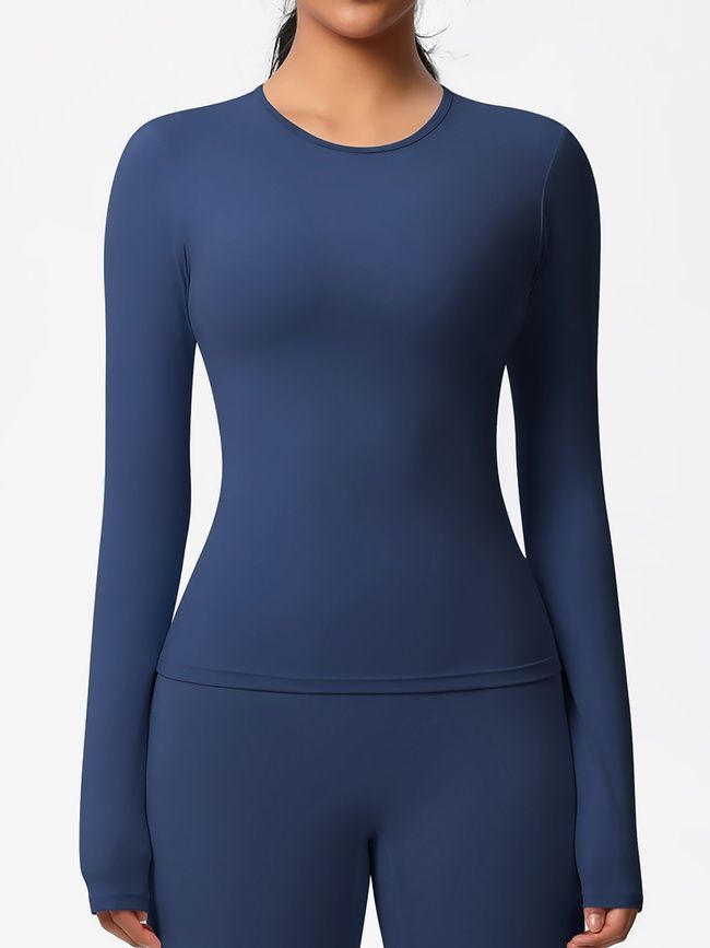 Longsleeve women's basic sports sweater for fitness, Basic Long, (dark blue), S