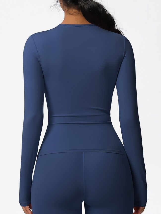 Longsleeve women's basic sports sweater for fitness, Basic Long, (dark blue), S