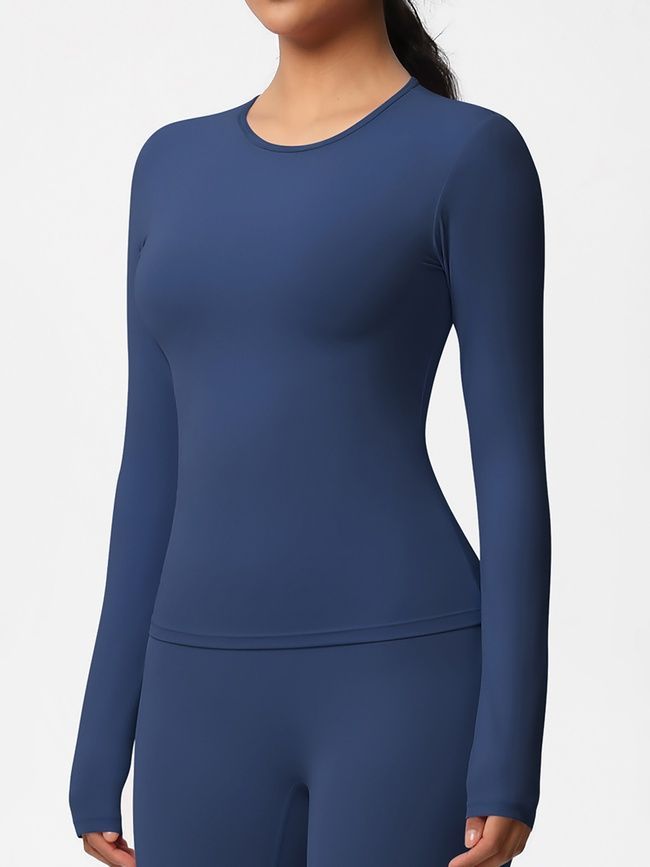 Longsleeve women's basic sports sweater for fitness, Basic Long, (dark blue), S
