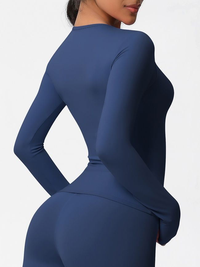Longsleeve women's basic sports sweater for fitness, Basic Long, (dark blue), S