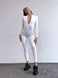 Women&rsquo;s fitness jumpsuit with zipper, long sleeves and leggings, Shadow Form, (white), S