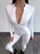 Women&rsquo;s fitness jumpsuit with zipper, long sleeves and leggings, Shadow Form, (white), S