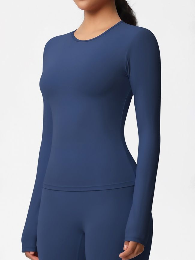 Longsleeve women's basic sports sweater for fitness, Basic Long, (dark blue), M