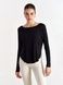 Bluza damska z szerokim dekoltem w szpic, Second Skin, (czarna), S