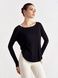 Bluza damska z szerokim dekoltem w szpic, Second Skin, (czarna), S