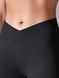 Women's push-up fitness leggings with V-belt, V-shape, (black), S