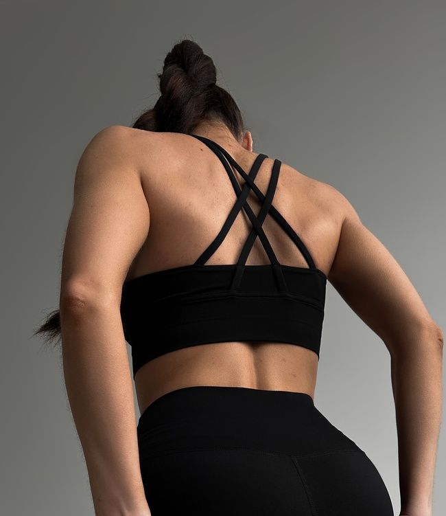 Women's sports top with push-ups and removable cups, Active, (black), S