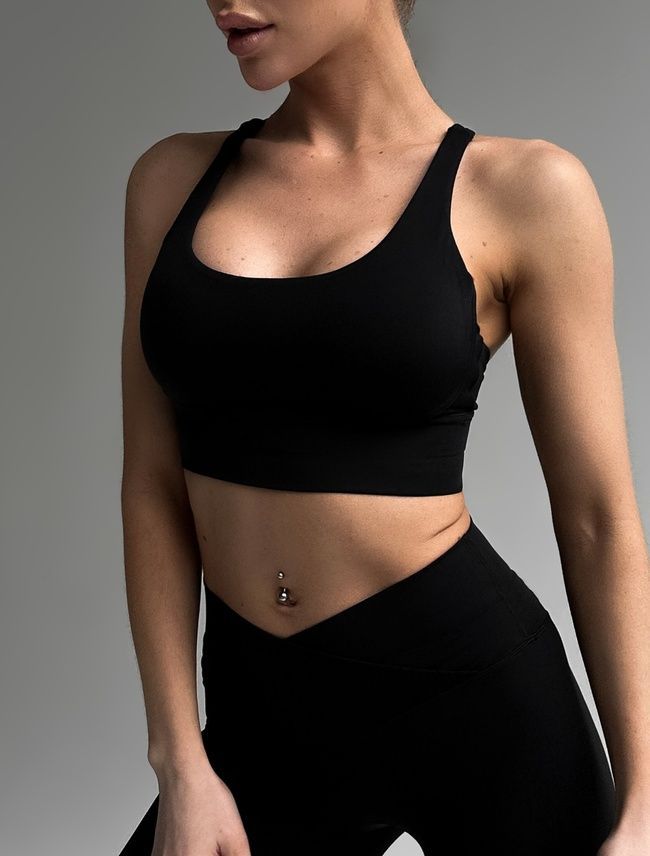 Women's sports top with push-ups and removable cups, Active, (black), S