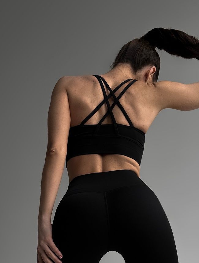 Women's sports top with push-ups and removable cups, Active, (black), S