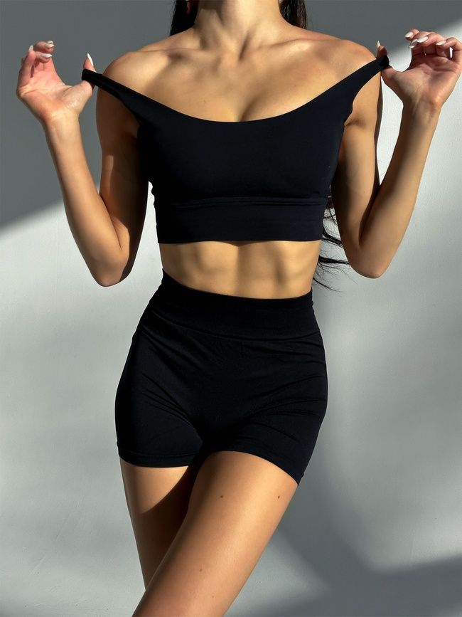 Women's sports top with push-ups and removable cups, Active, (black), S