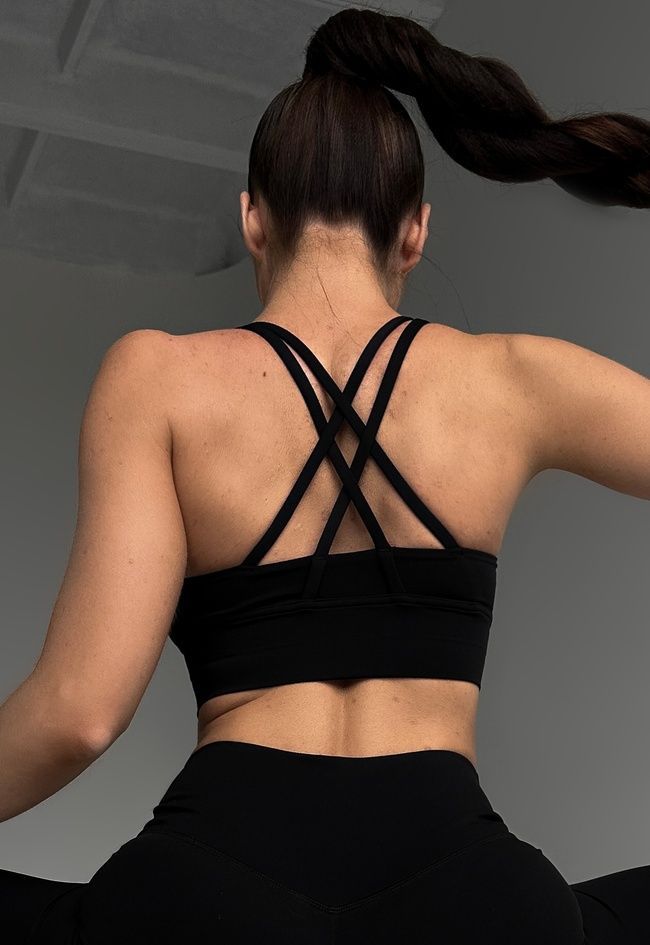 Women's sports top with push-ups and removable cups, Active, (black), S