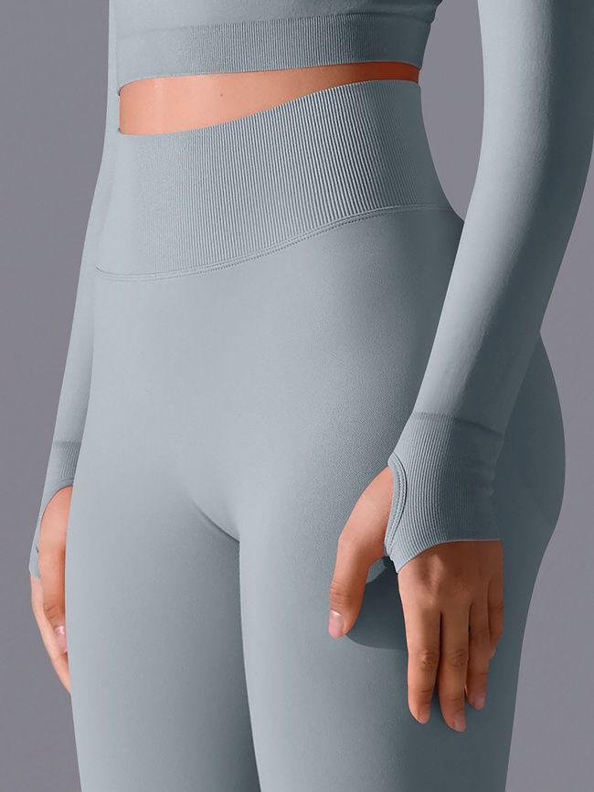 Damskie legginsy &bdquo;Base&rdquo; z push-up, bezszwowe, sportowe do fitnessu (jasny szary), S