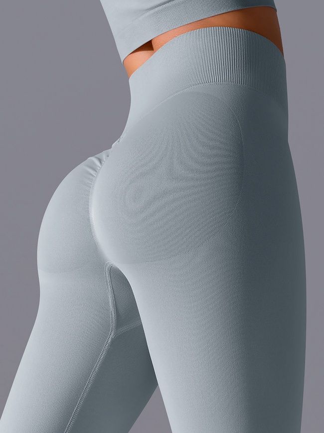 Damskie legginsy &bdquo;Base&rdquo; z push-up, bezszwowe, sportowe do fitnessu (jasny szary), S