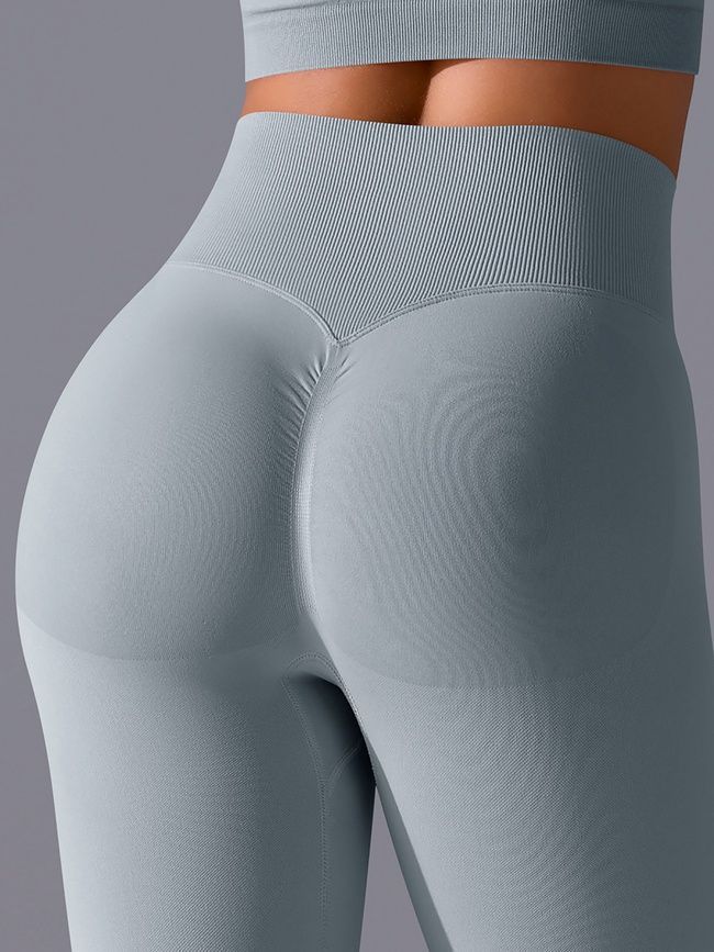 Damskie legginsy &bdquo;Base&rdquo; z push-up, bezszwowe, sportowe do fitnessu (jasny szary), S