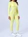 Women's long sports fitness jumpsuit with zipper and external seams, Sculpt Prime, (lemon), S