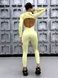 Women's long sports fitness jumpsuit with zipper and external seams, Sculpt Prime, (lemon), S