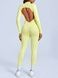Women's long sports fitness jumpsuit with zipper and external seams, Sculpt Prime, (lemon), S
