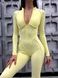 Women's long sports fitness jumpsuit with zipper and external seams, Sculpt Prime, (lemon), S