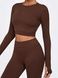 Damski sportowy zestaw do fitnessu z imitacją bielizny, rashguard i legginsy bez push-upu, Crush Armor, (czekoladowy), S