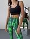 Sportowe legginsy bezszwowe z efektem push-up i paskiem w kształcie V, z ognistym gradientem, Burn, (zielony), S