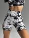 Damskie sportowe szorty z push-up do fitnessu, bezszwowy, Tie-Dye, (biały i czarny), XS
