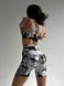 Damskie sportowe szorty z push-up do fitnessu, bezszwowy, Tie-Dye, (biały i czarny), XS
