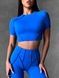 Спортивный кроп топ ап для фитнеса женский с внешними швами, Sculpt Top, (синий электрик), S RTX06S фото 9