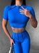 Спортивный кроп топ ап для фитнеса женский с внешними швами, Sculpt Top, (синий электрик), S RTX06S фото 10