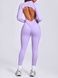 Women's long sports fitness jumpsuit with zipper and external seams, Sculpt Prime, (lavender), S