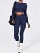 Damski sportowy zestaw do fitnessu z imitacją bielizny, rashguard i legginsy bez push-upu, Crush Armor, (ciemnoniebieski), S