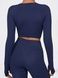 Damski sportowy zestaw do fitnessu z imitacją bielizny, rashguard i legginsy bez push-upu, Crush Armor, (ciemnoniebieski), S
