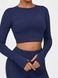 Damski sportowy zestaw do fitnessu z imitacją bielizny, rashguard i legginsy bez push-upu, Crush Armor, (ciemnoniebieski), S
